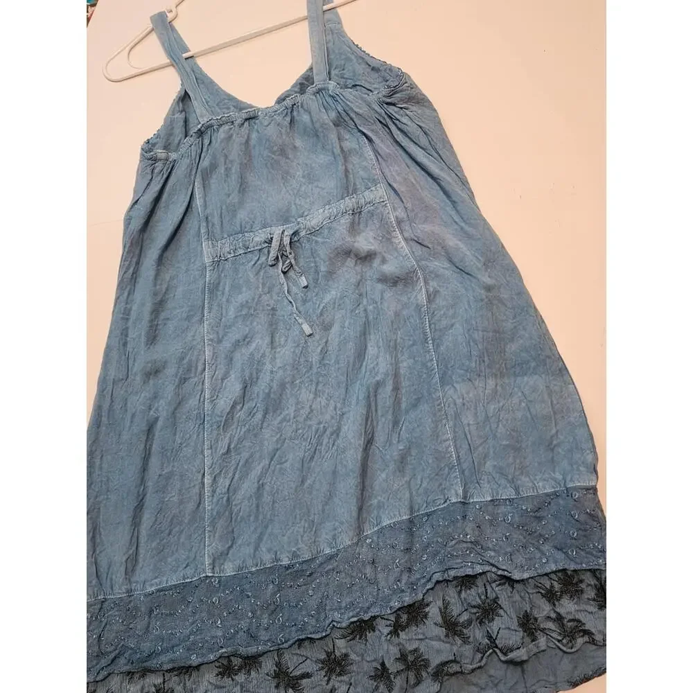 Raya Sun Chambray Swing Dress, Floral Embroidered, XL - Picture 6 of 6